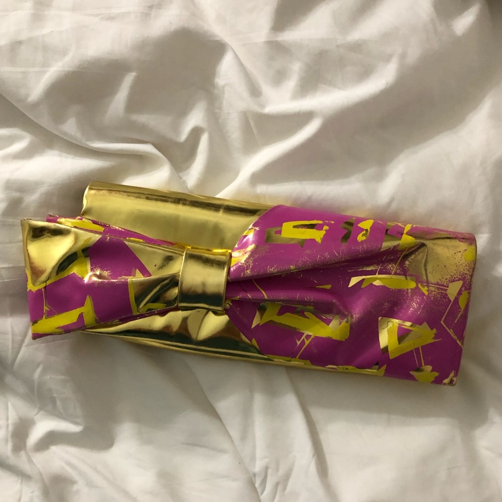 Christian louboutin gold graffiti clutch